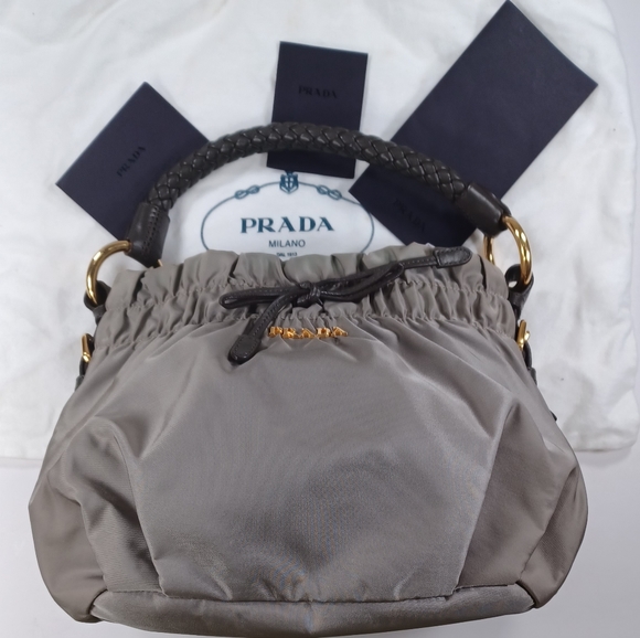Prada Gray/KHAKI Nylon Full set bag - Picture 9 of 16